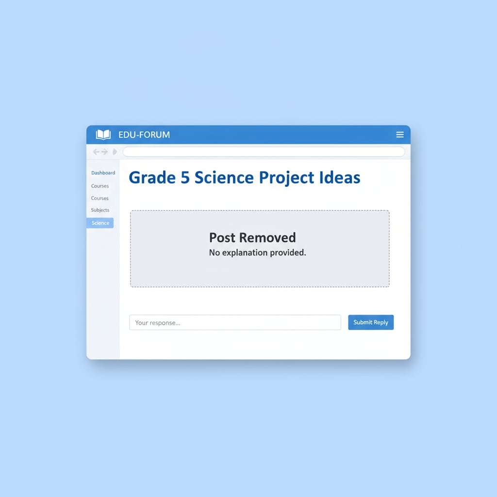 A screenshot of an empty thread where a post used to be in an education forum, indicating the disappearance of a post without explanation. An example of post deletion without explanation in an education forum