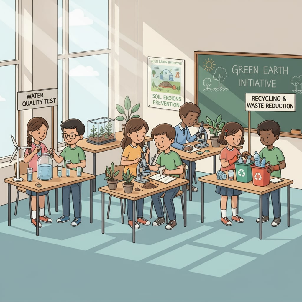 K-12 students learning environmental conservation through hands-on experiments relevant to conservation education and social change