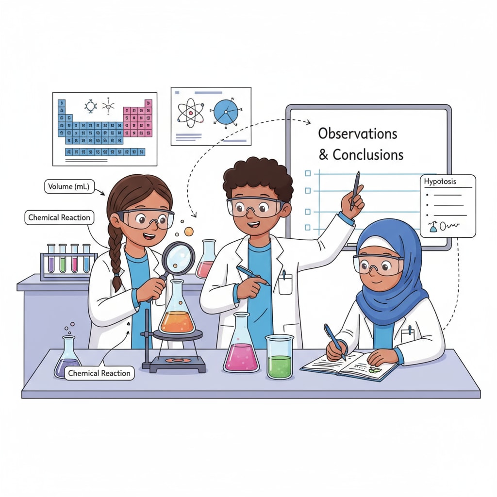 Students are conducting a science experiment, working together to make observations and draw conclusions. Students conducting a science experiment in a K12 classroom, highlighting education, lifelong learning, and success