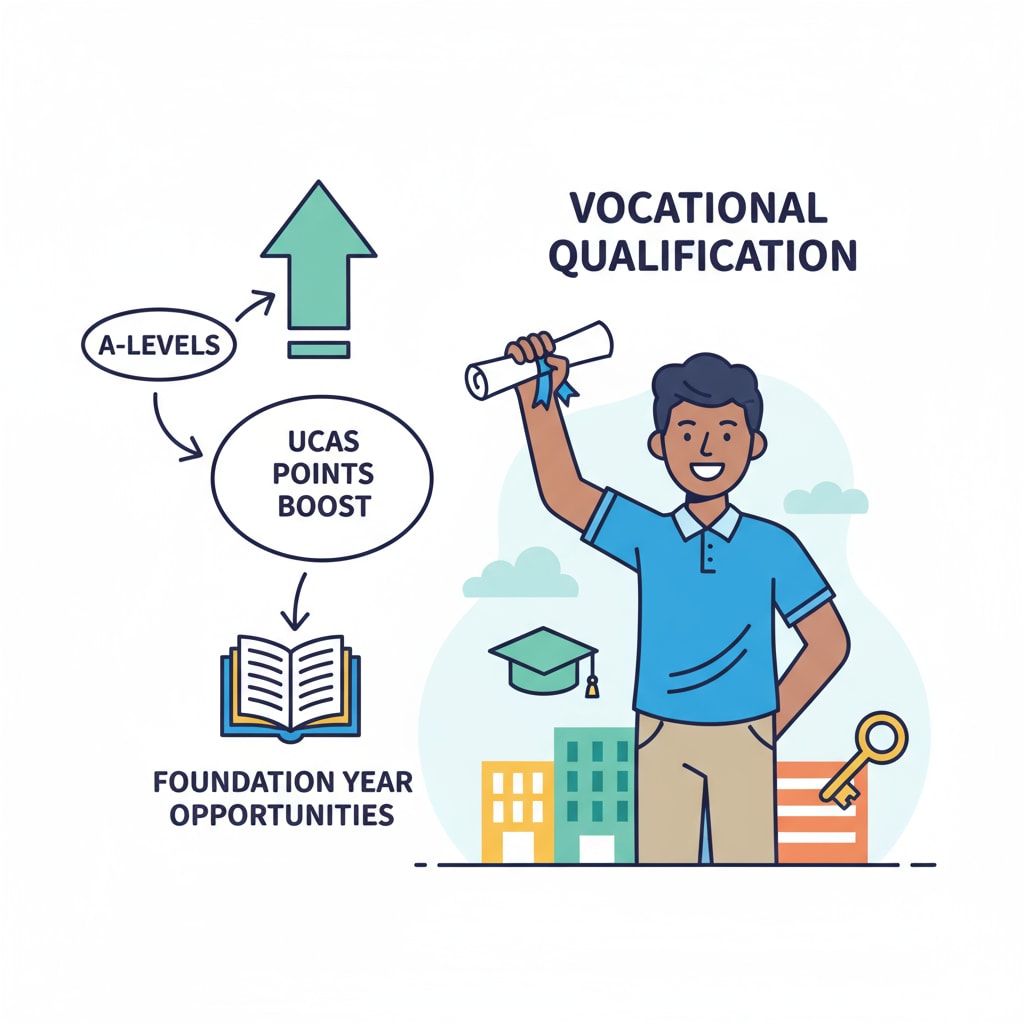 A person smiling while holding a vocational certificate, representing the value of vocational training in adding UCAS points for A-Level students looking at foundation year opportunities. Vocational certificate enhancing UCAS points for A-Level students applying to foundation year