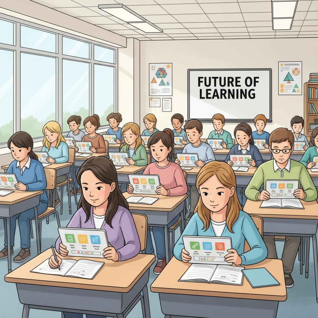High school students are sitting in a classroom, using tablets to access the study platform, with focused expressions as they explore different study resources. High school students accessing study platform on tablets for improved study methods