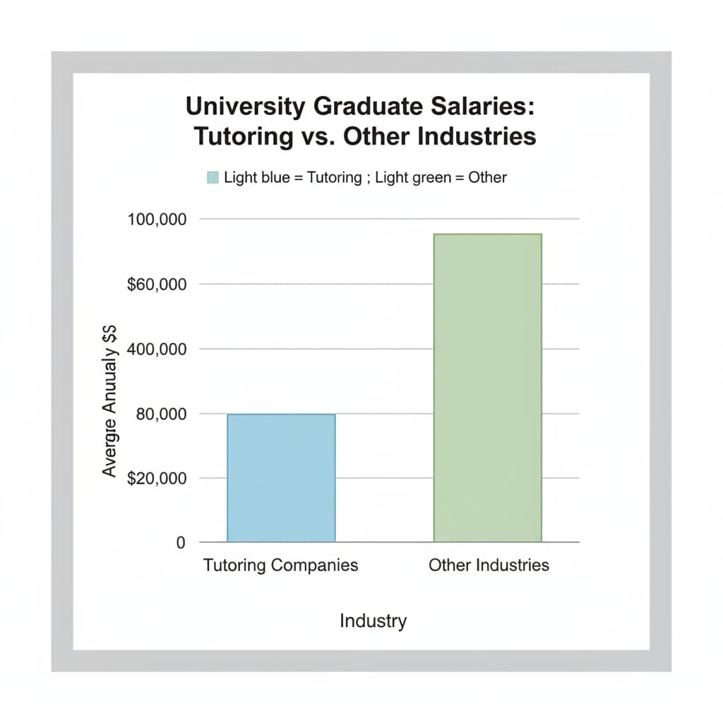 A graph showing the comparison of average pay of university graduates in tutoring companies and other industries Graph comparing pay of university graduates in tutoring and other industries