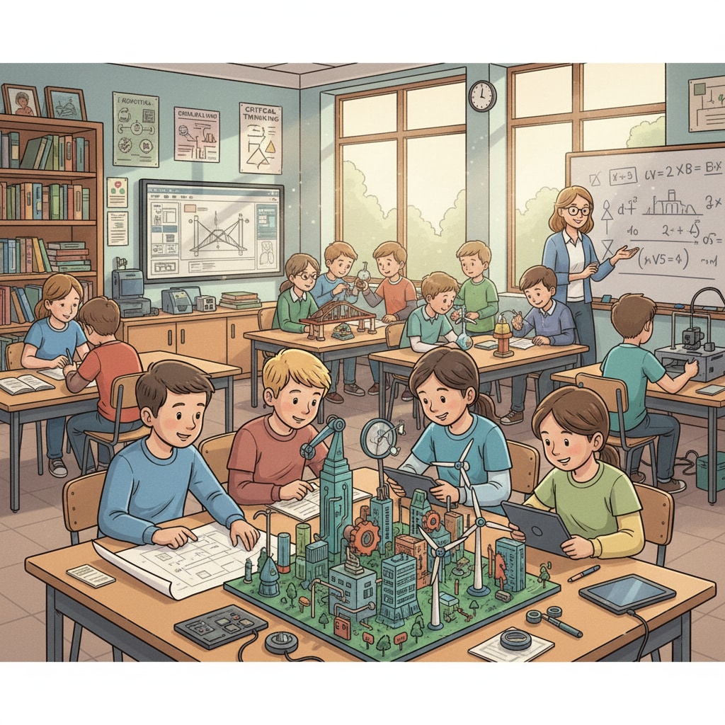 Children in a gifted education class working on a challenging project, demonstrating the learning activities in gifted programs. Children in a gifted education class, highlighting the aspects of gifted education, kindergarten admissions, and educational equality