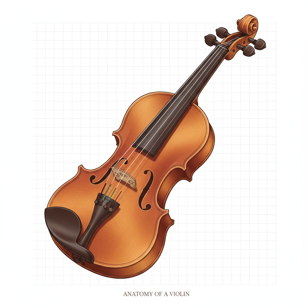 A close-up view of a violin, showing its strings and the smooth curves of its body. The details of the instrument are clearly visible. A close-up of a violin showing its strings and body, related to the acoustic similarity with crying