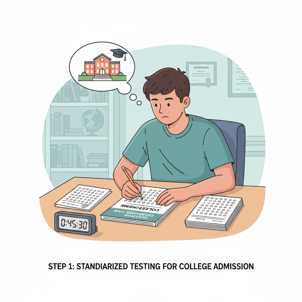 A young person is sitting at a desk, concentrating on taking a standardized test, which is an important factor for GED holders applying to four-year colleges. A GED holder taking a standardized test for four-year college admission