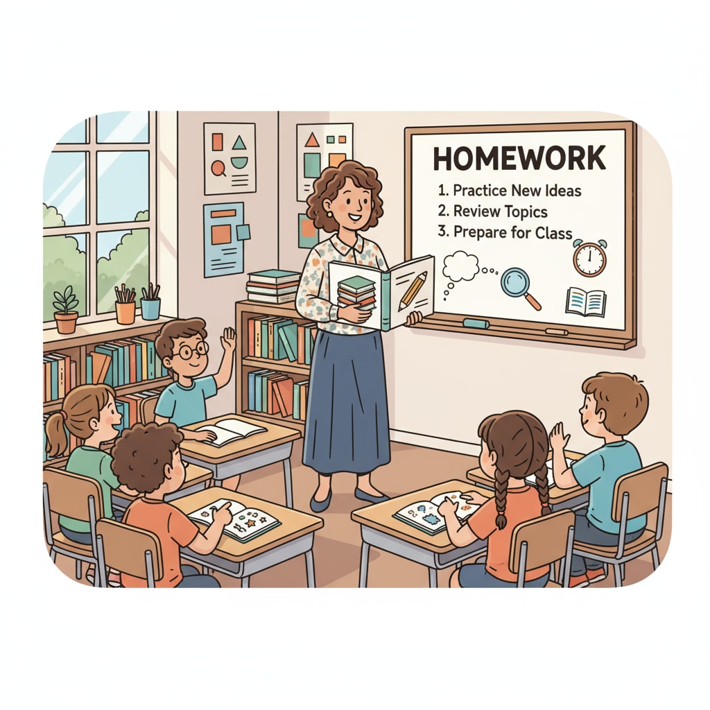 A teacher discussing with students about the new concept of homework in a classroom setting A teacher and students discussing new homework concepts, related to the challenges of student cheating with ChatGPT in homework