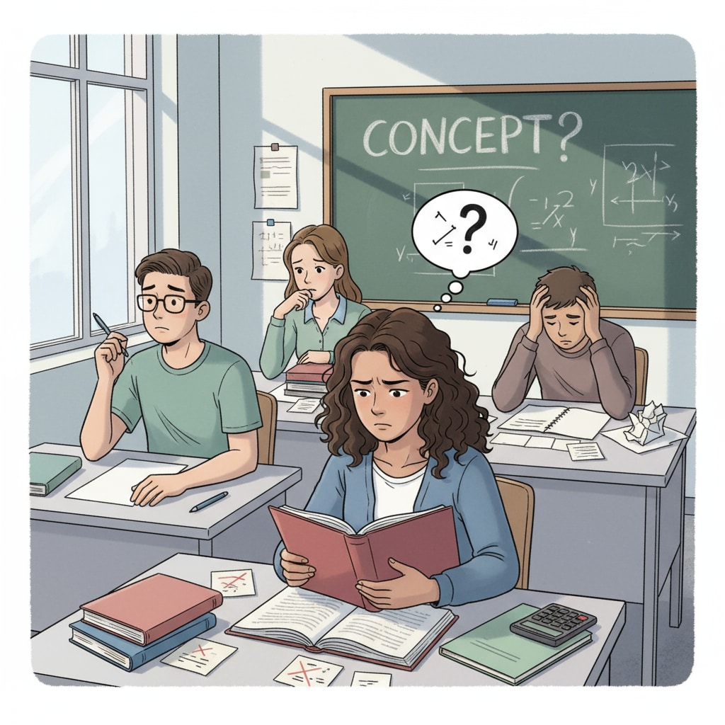 A group of students sitting in a classroom, looking pensive, representing self-doubt in an educational setting Students in a classroom showing signs of self-doubt related to intellectual disabilities, self-doubt, and learning abilities