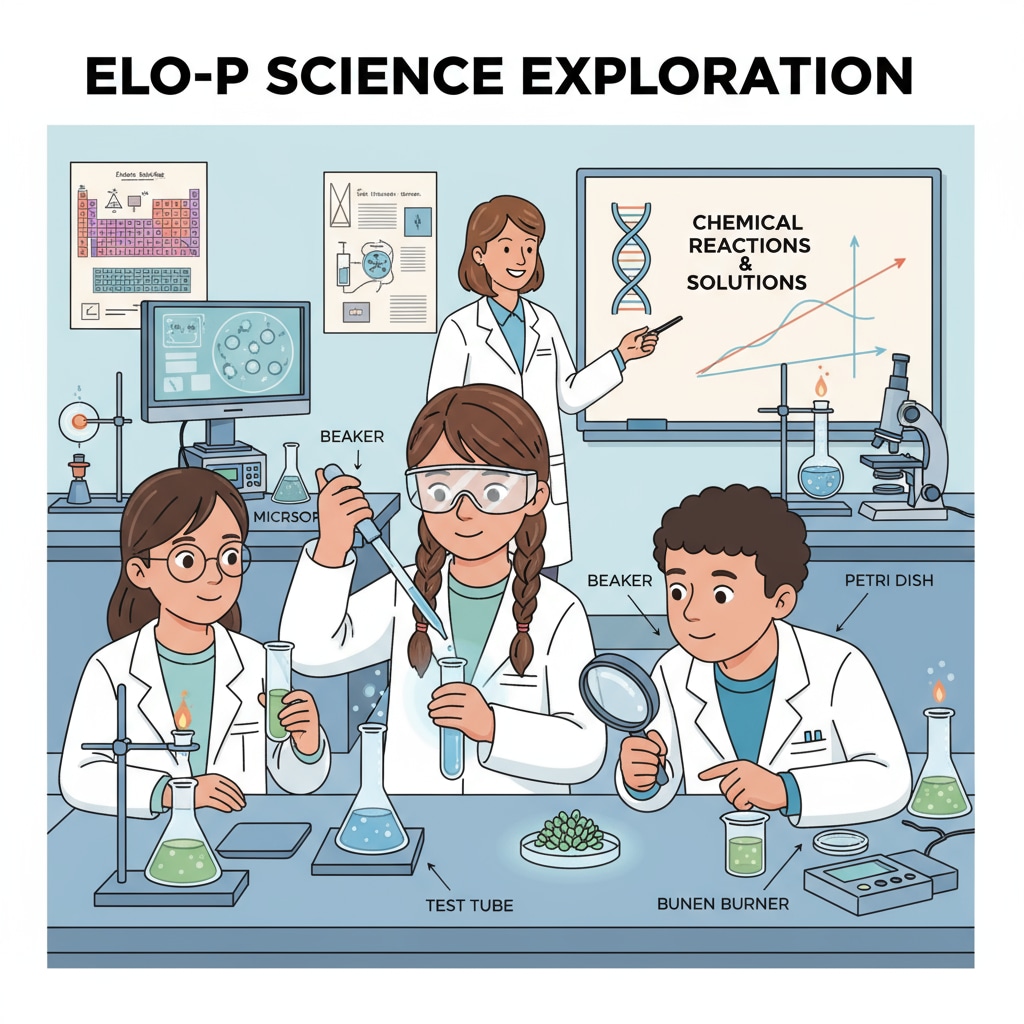 Students in a science lab during an ELO-P after-school session, conducting experiments and learning new concepts. Students engaged in extended learning science activities under ELO-P with education funding