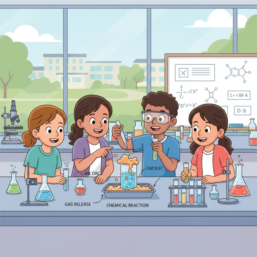 Students in a charter school are working together on a science experiment, with excited expressions on their faces, showing an active learning environment. Charter school students engaged in learning related to school choice, political controversy, and education policy