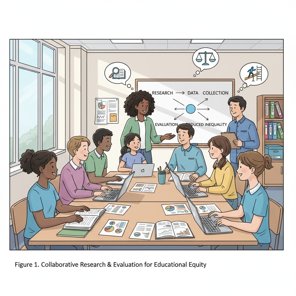 A group of students from different backgrounds in a classroom, which symbolizes the diverse educational situations related to research and evaluation for reducing educational inequality. Students from different backgrounds in a classroom related to research and evaluation in educational inequality