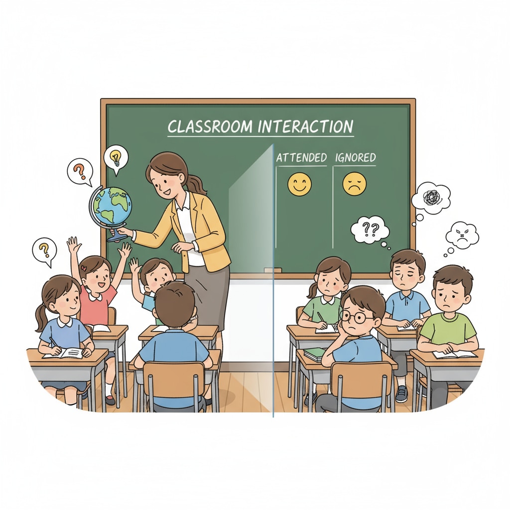 A classroom scene shows a teacher paying more attention to some students while ignoring others, highlighting potential teacher bias. A classroom scene depicting school injustice, teacher bias, and negative labeling