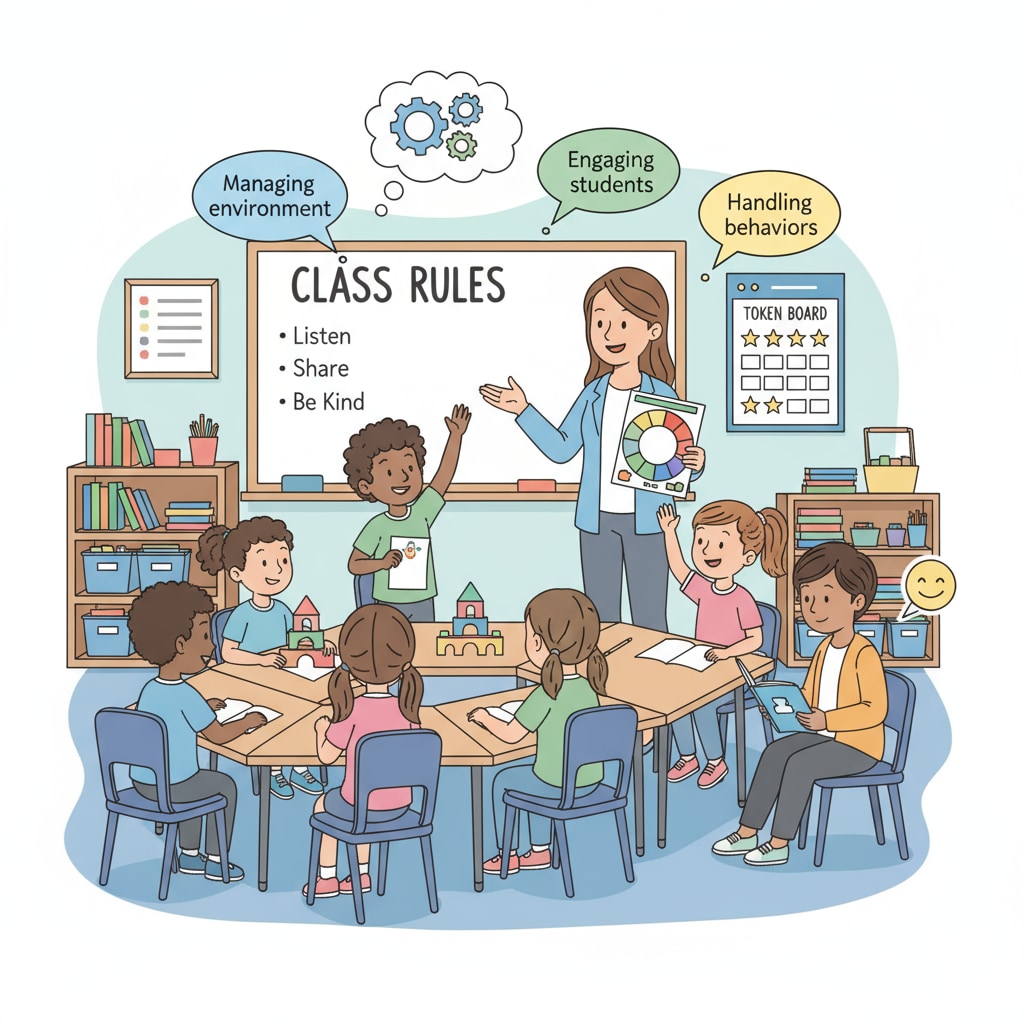 A teacher is actively interacting with students in a classroom setting. The teacher is demonstrating skills such as managing the classroom environment, engaging students, and handling different behaviors. These skills are highly transferable to the field of ABA therapy. Teacher interacting with students, showcasing transferable skills to ABA therapy