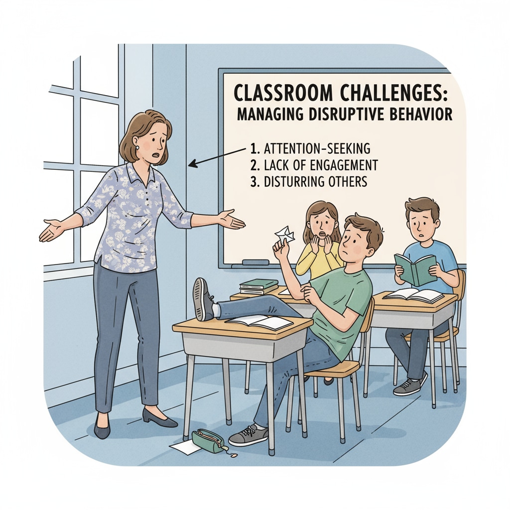 A teacher is seen trying to manage a student who is causing disruptions in the classroom, highlighting the issue of problem students. A teacher dealing with problem students in the classroom