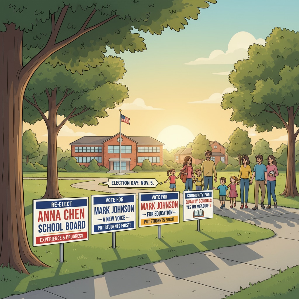 Campaign signs in an education board election related to school boards, political civility, and campaign conflicts