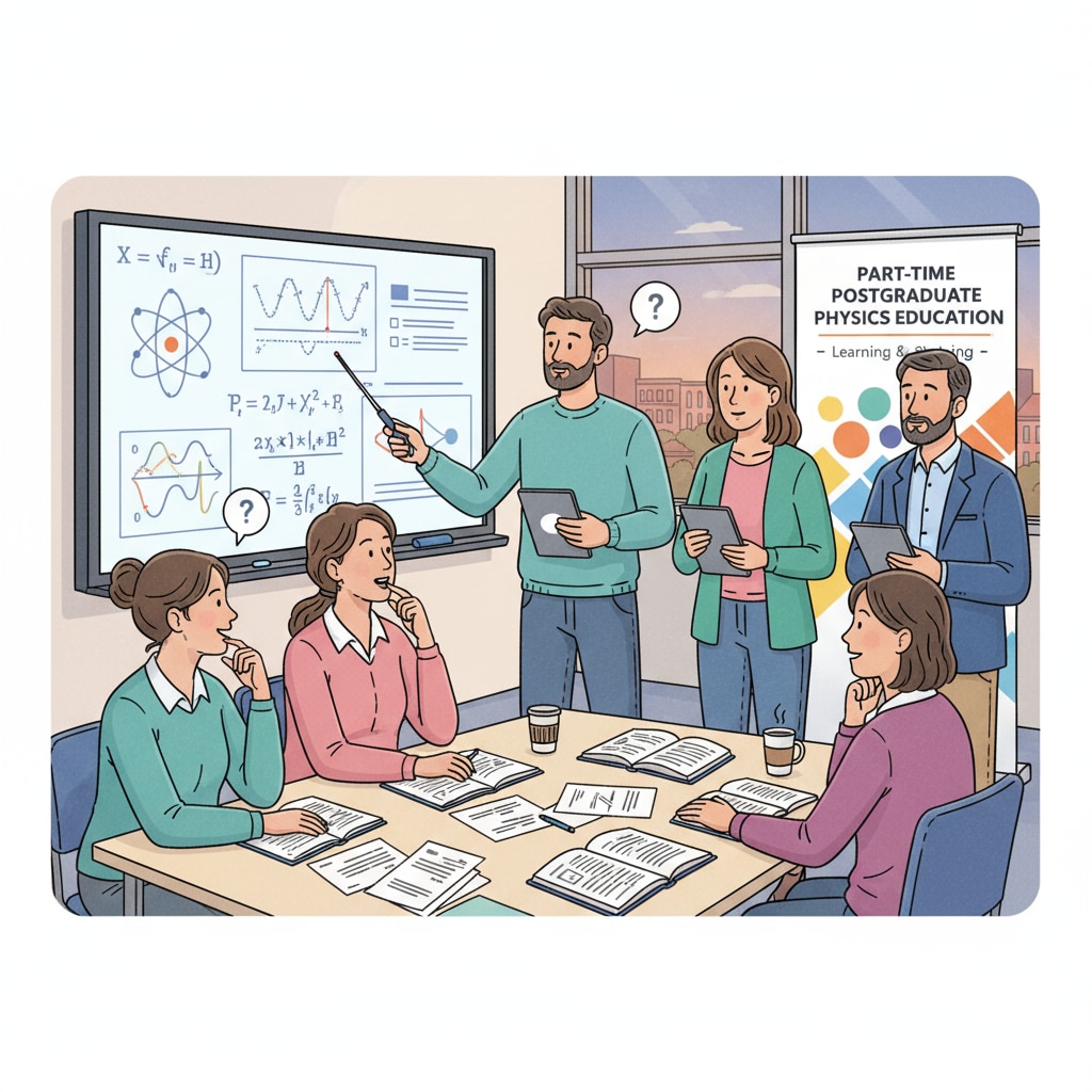 Physics teachers in a discussion during part-time postgraduate learning
