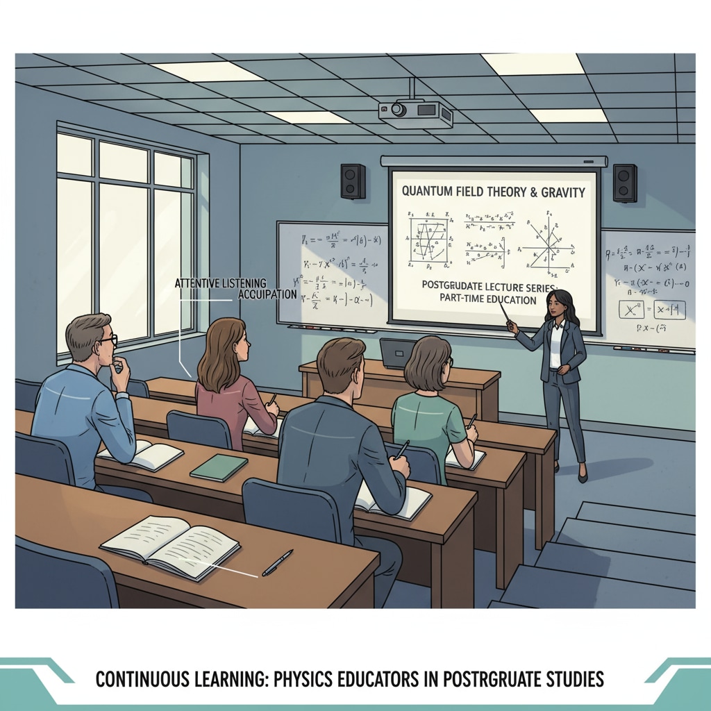 Physics teachers attending a postgraduate lecture for part-time learning