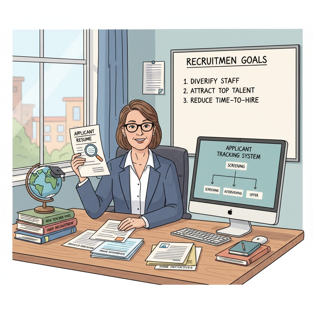 Human resources director reviewing applications in a school district during career transition