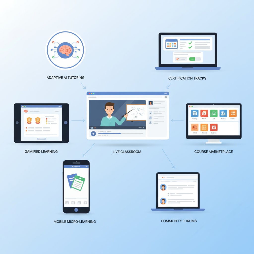 A visual representation of various online learning platform interfaces, showing the diversity of options available. Different online learning platform interfaces for students with autism to find academic support