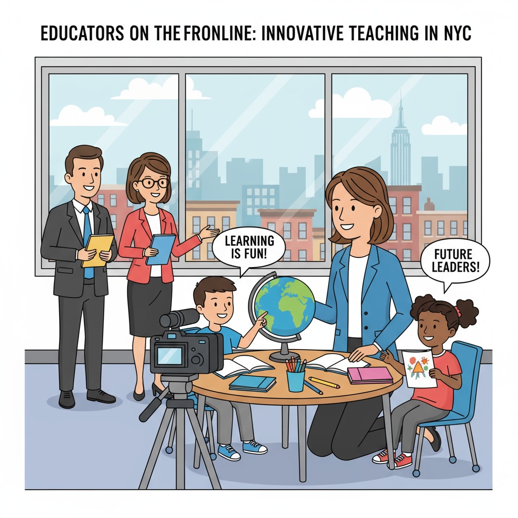 A New York teacher interacting with students, relevant to the urban education project interviews.