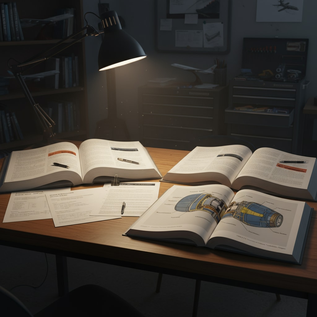 A stressed aviation maintenance student trying to balance internship and academics