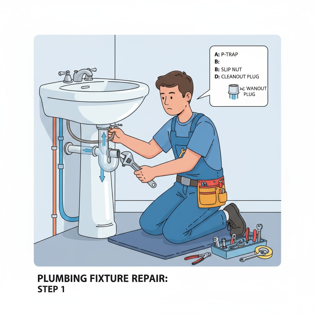 A young person in plumbing overalls, working on a plumbing fixture A student engaged in plumbing vocational education