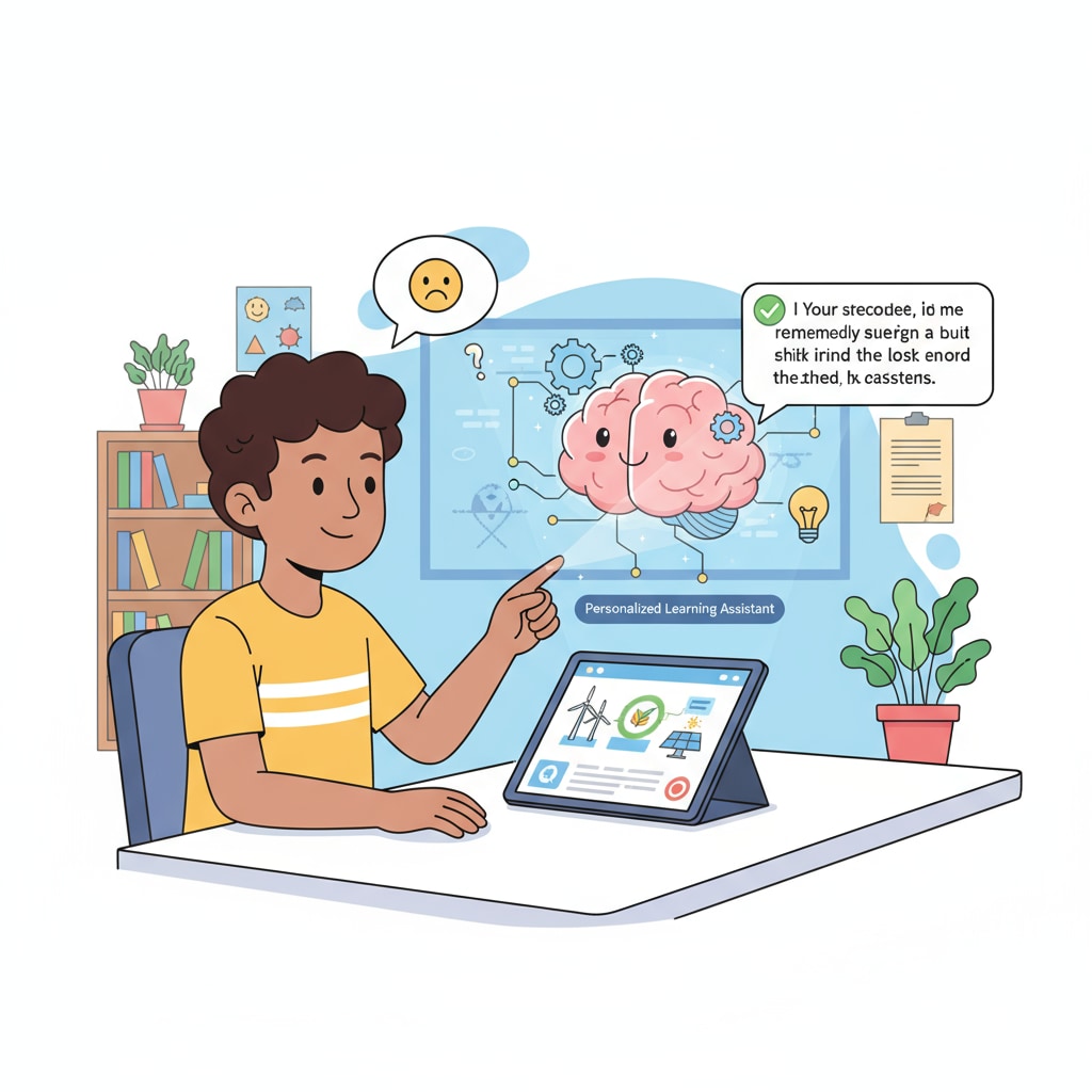 An AI tutoring system is interacting with a student, providing personalized learning assistance, which is an example of how AI is being used in K12 education. An AI tutoring system helping a student in the context of AI policies, academic integrity, and skill values