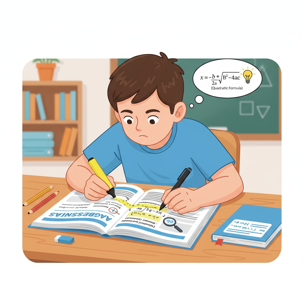 Student studying an algebra workbook to enhance high school basic skills