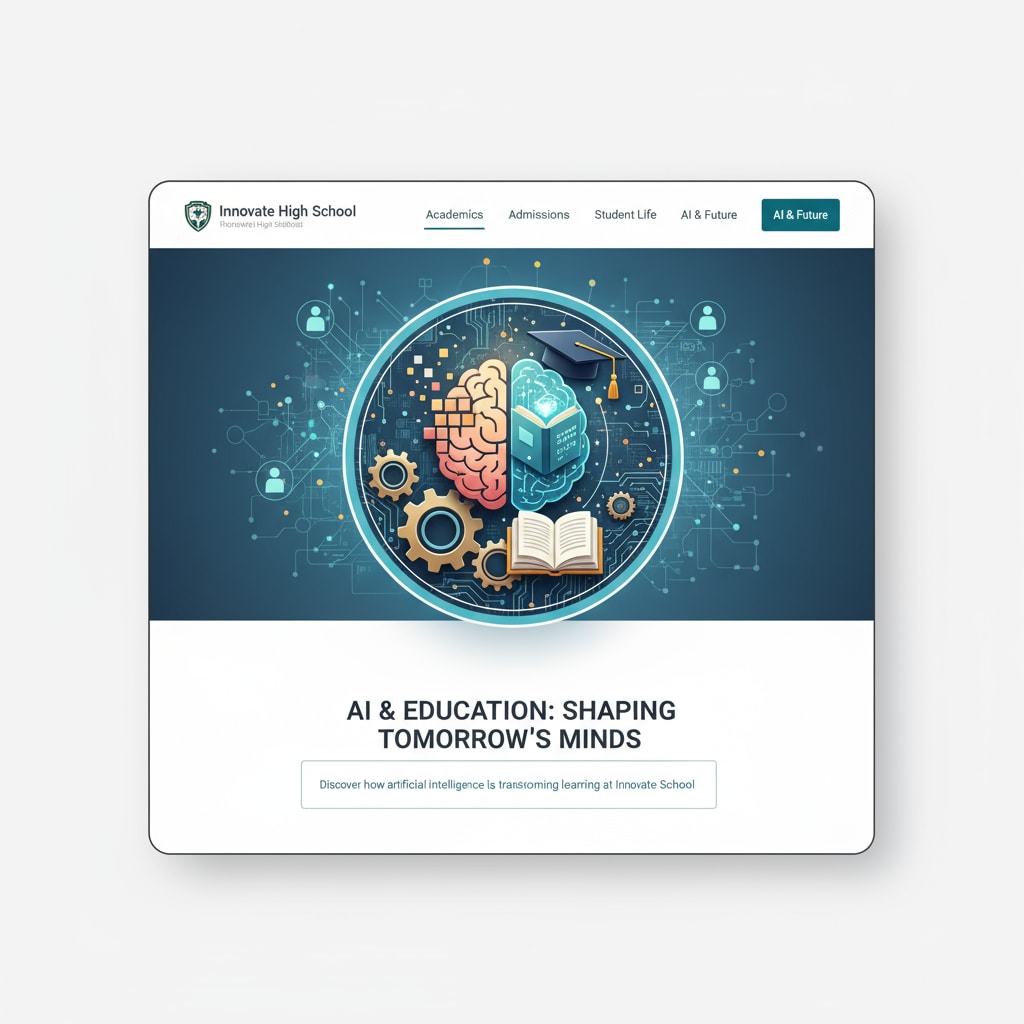An image showing a high school website with an AI-generated graphic, representing the intersection of technology and education in this context High school website with AI-generated graphic highlighting educational technology intersection