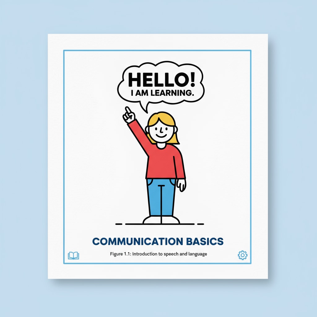 An illustration showing a person with a simple speech bubble containing basic words An image depicting a character with limited education using simple language