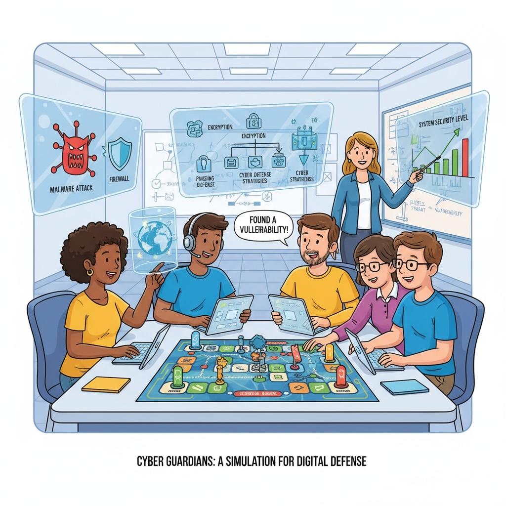 Students participating in a cybersecurity simulation for better engagement