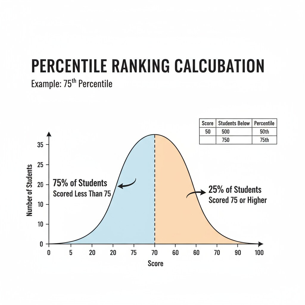 A graph showing percentile rankings calculation, relevant to STAR testing, percentile rankings, and academic performance evaluation.