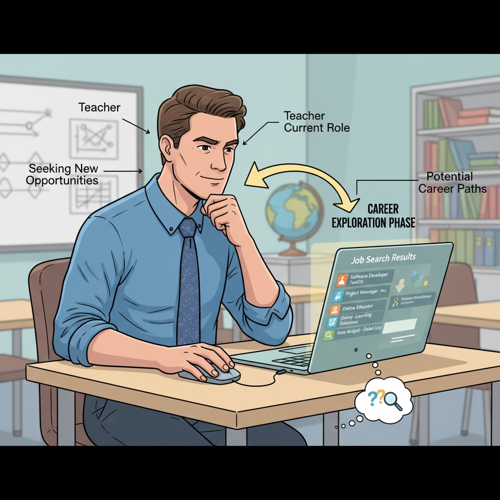 Teacher exploring career options beyond public schools using their educational qualifications