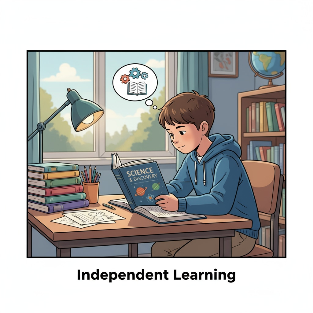 A K12 student studying alone at a desk, showing self-study concentration