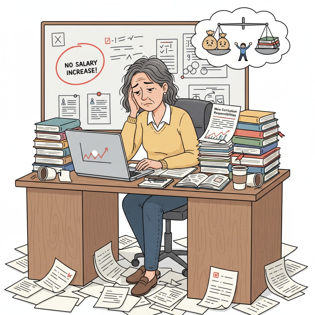 Teacher burdened by additional responsibilities without salary adjustment