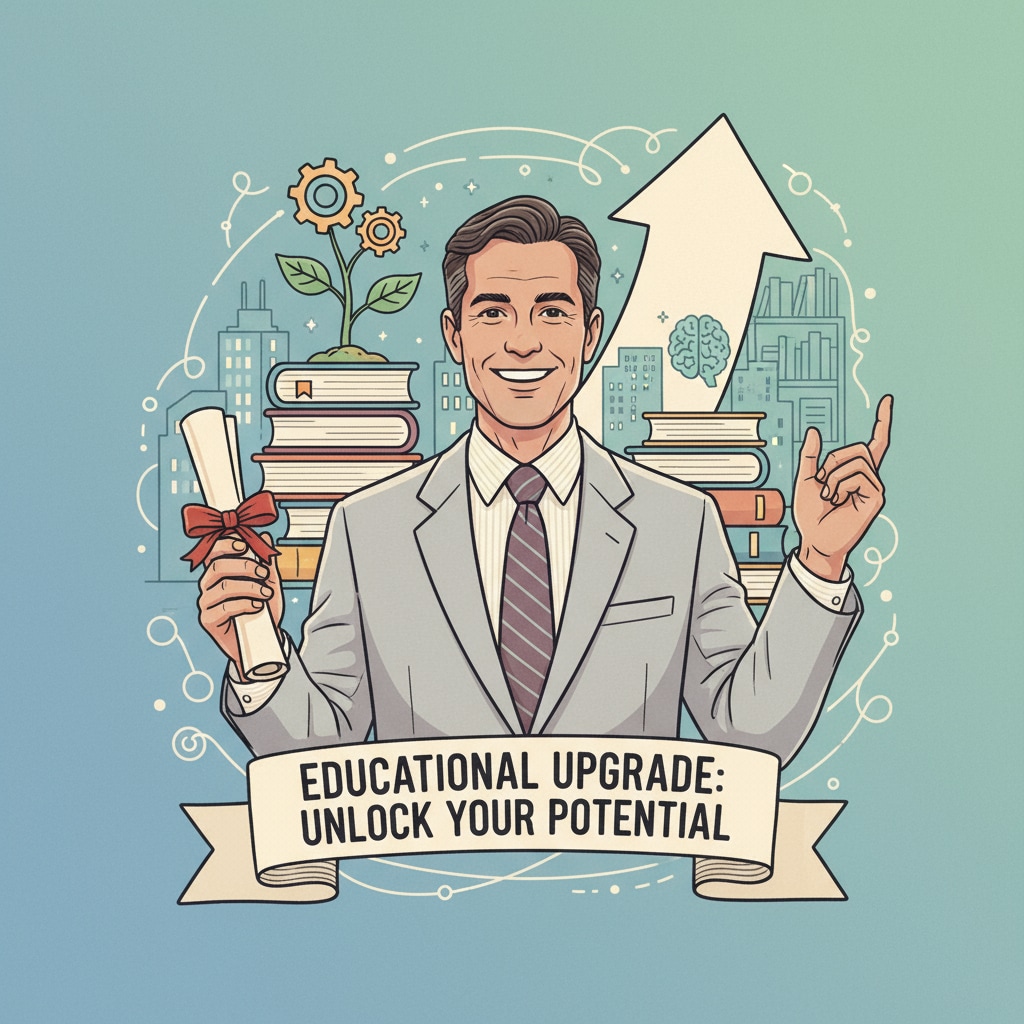 An educator is holding a diploma, with a big smile on their face, symbolizing the positive outcome of education upgrade in terms of career and personal growth. Educator benefiting from education upgrade in career choices and educational investment