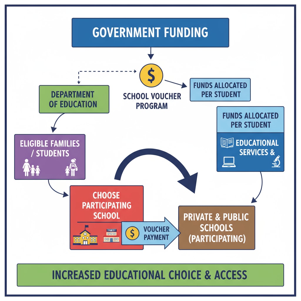 Graphic demonstrating the distribution and use of school vouchers