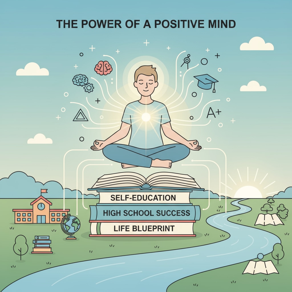 A person meditating, representing a calm and positive mindset which is essential for self-education, high school performance improvement, and life planning. A person in meditation for a positive mindset related to high school self-education and life planning.