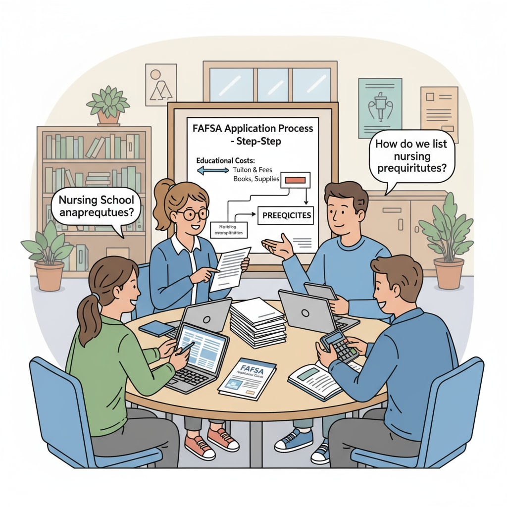 Students consulting about FAFSA for nursing prerequisites