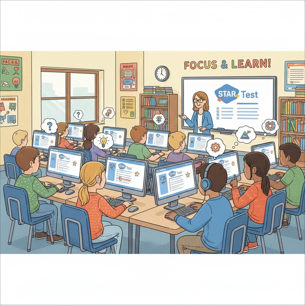 Students taking the STAR test for performance evaluation