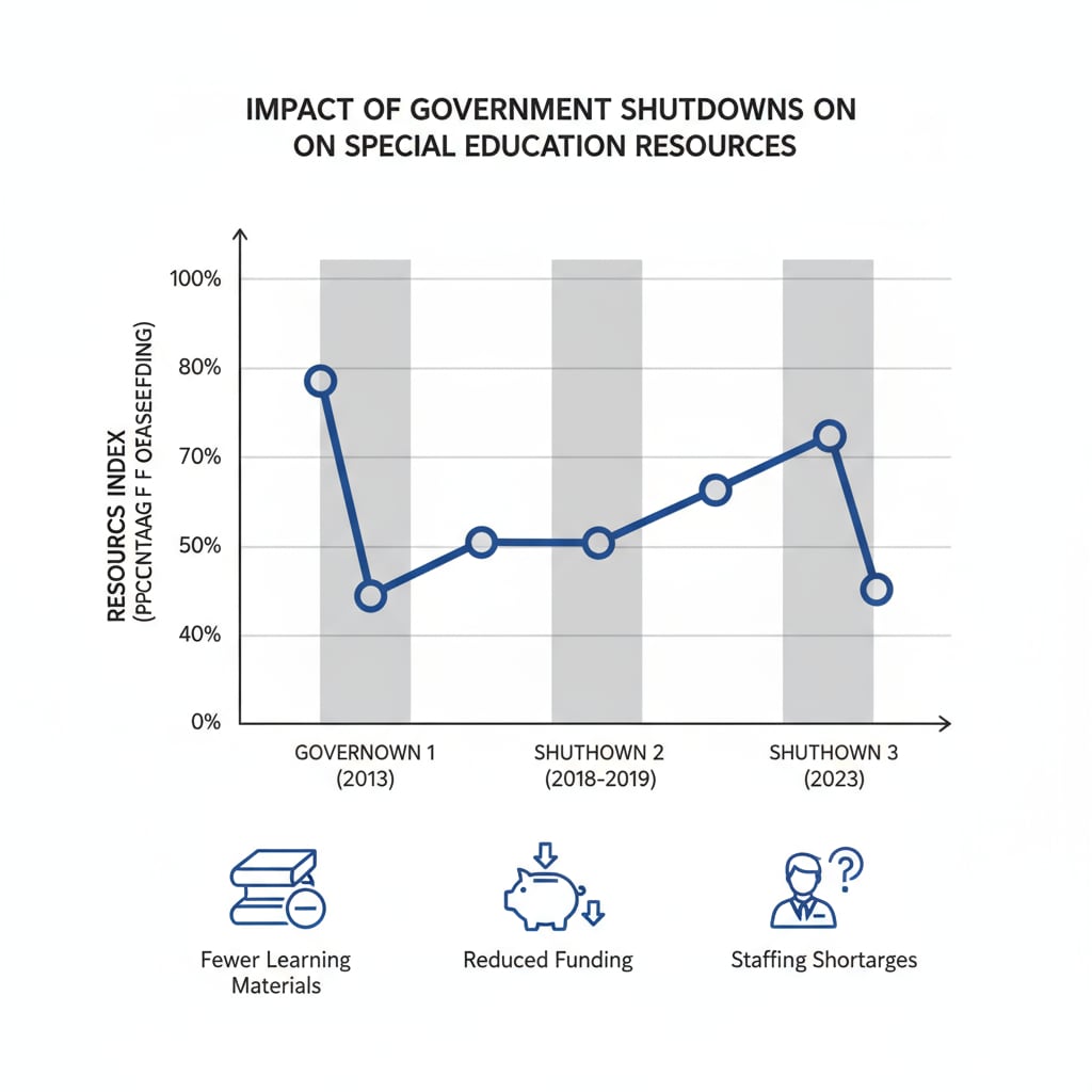 A graph showing the decline in resources for special education during government shutdowns Graph depicting the impact of government shutdown on special education resources related to OSERS