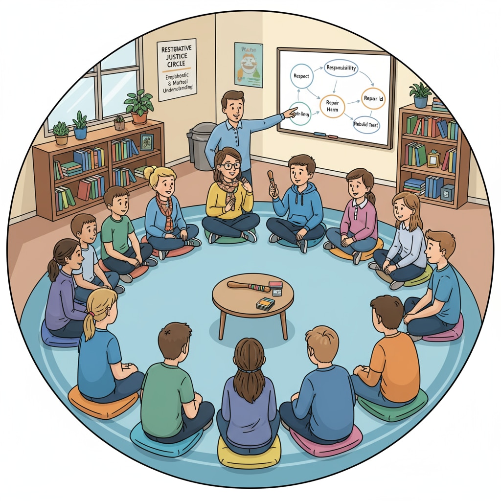 Restorative justice practice in a K12 school involving students and teachers