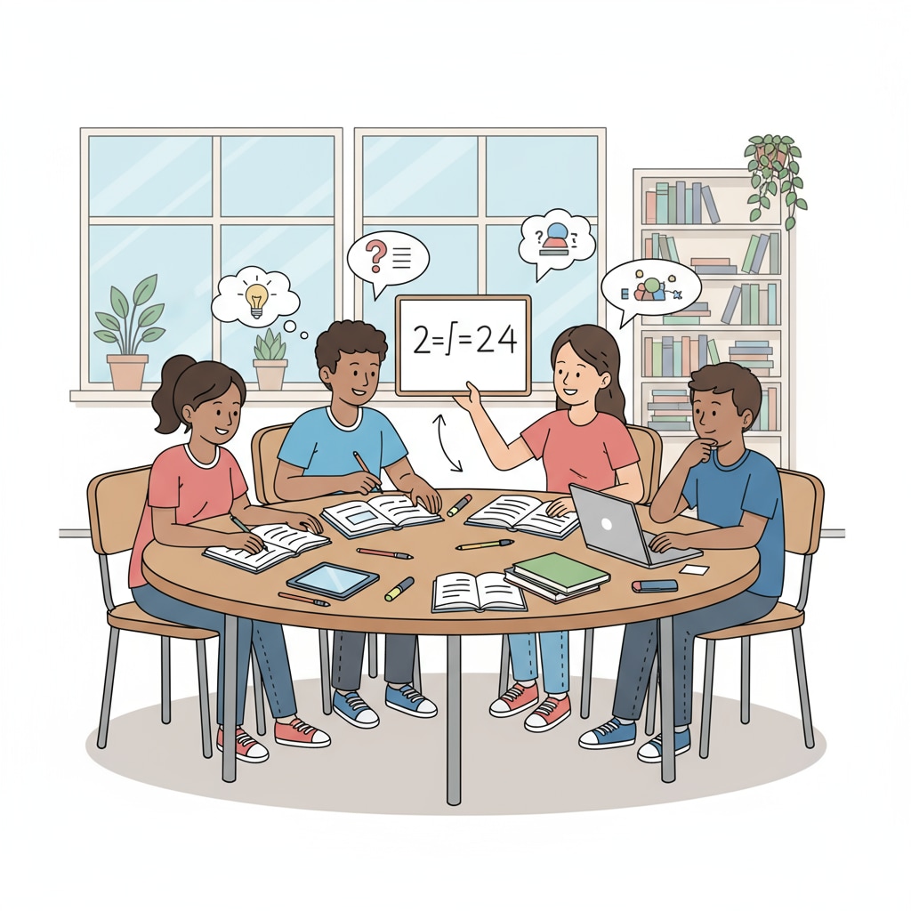 A group of high school students are sitting around a table, studying together, sharing ideas, and taking notes. High school students studying together using effective learning methods and academic skills