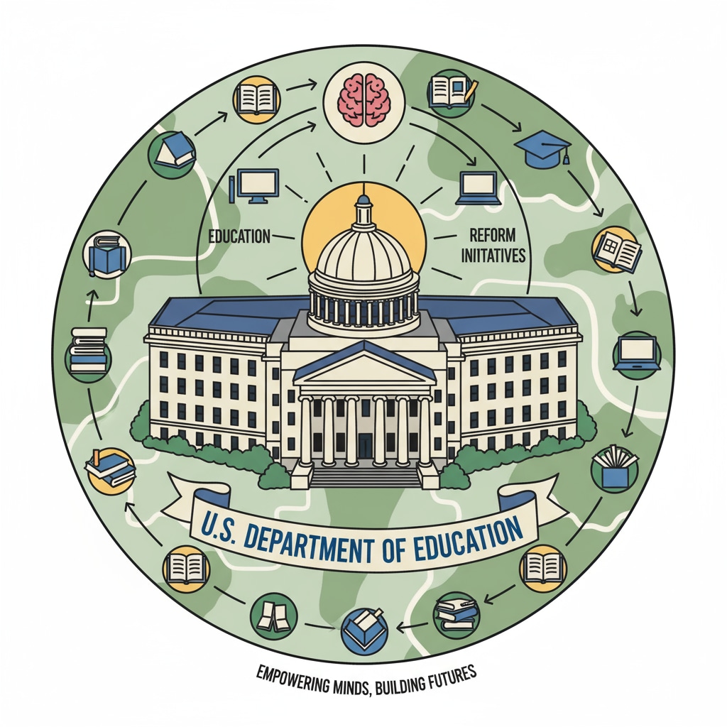 An image showing an overview of the US Department of Education building, representing the significant institution at the heart of the education reform The US Department of Education building in the context of Trump administration's education reform