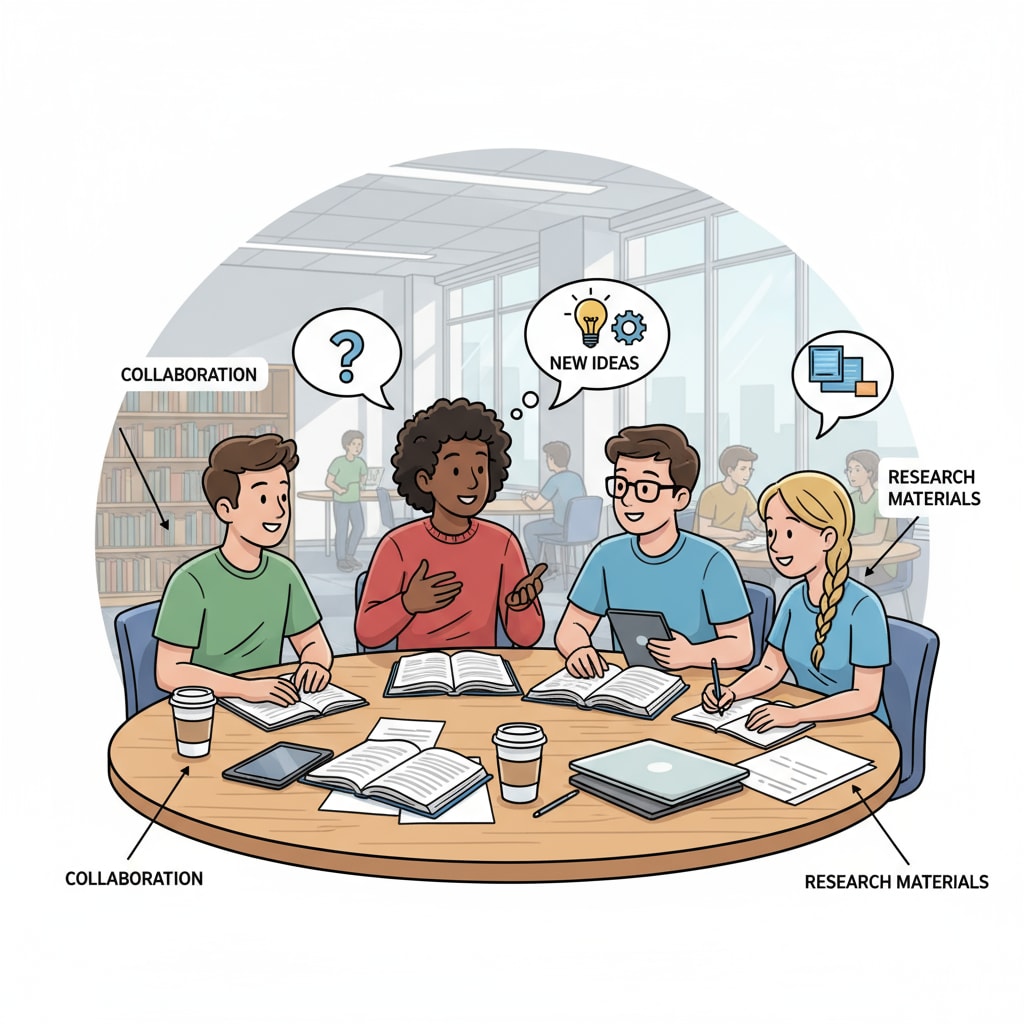 A group of students are sitting around a table, engaged in a lively discussion, which is an important part of the learning process in both traditional and modern teaching methods. Students having a discussion in a classroom relevant to teaching methods, technology, and learning outcomes
