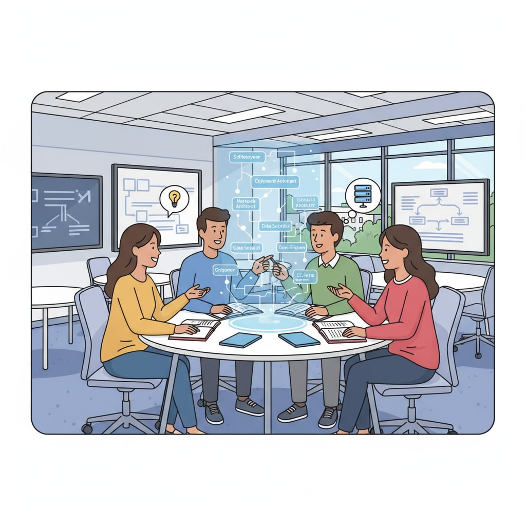 K12 students discussing Information Systems Engineering, Information and Communication Technology, and professional choices