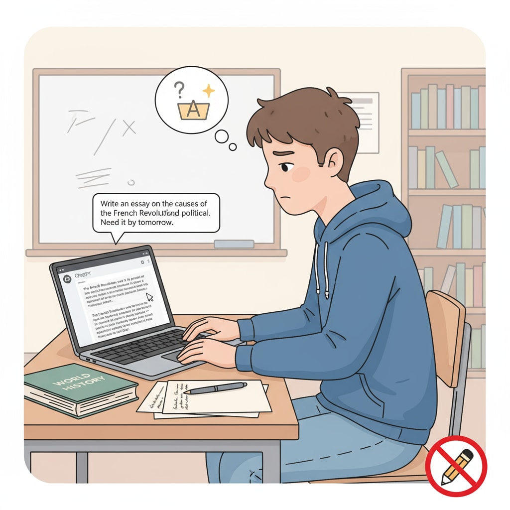 A student using ChatGPT for homework, potentially cheating.