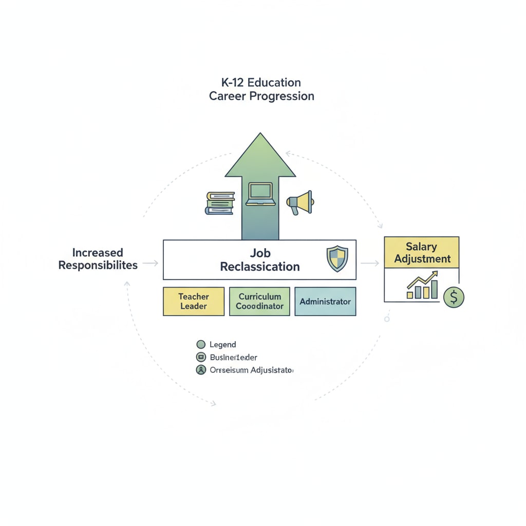 A graph depicting the relationship between increased responsibilities, job reclassification, and salary adjustments in K12 education Graph showing relationship between responsibilities, reclassification, and salary in K12 education