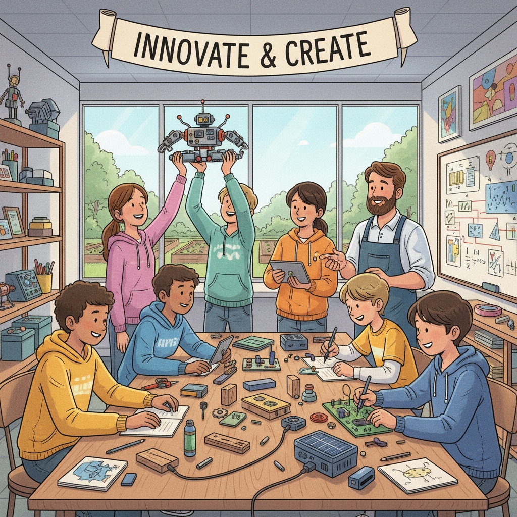 A group of students are actively participating in a hands-on learning activity in an alternative education program. They are working on a project together, showing enthusiasm and engagement. Students in an alternative education program related to dropouts, GED, and educational choices