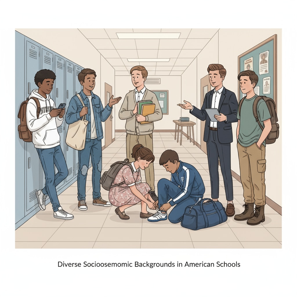 American students from different social classes in a school environment related to American education, social class screening, and school system