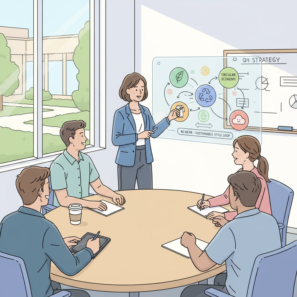 A marketing student is passionately presenting a creative and innovative campaign idea to a group of peers. Marketing student presenting campaign idea related to business career path